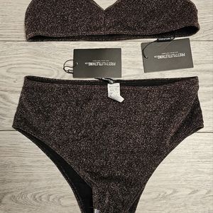 pretty little thing bikini set shimmer brown